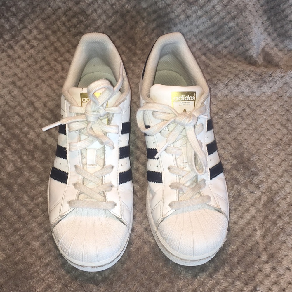 Adidas Superstar Navy Blue Stripes Sz 6 US